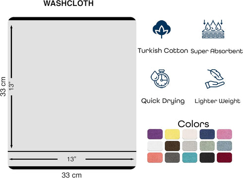 13x13 Inch 12 Pack Hawmam Linen Luxury Cotton Washcloths - Large Hotel Spa Bathroom Face Towel | | Purple