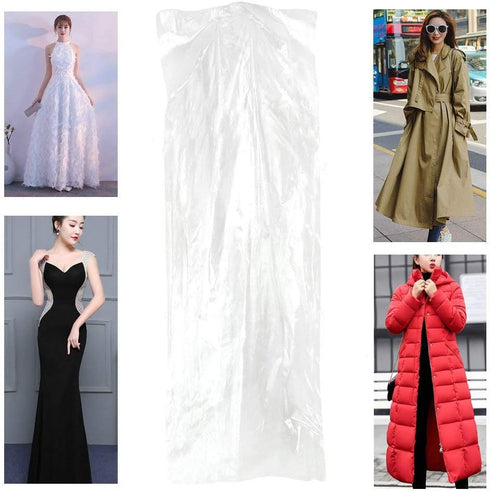 Pack of 50 Transparent Garment Bags, Clothing Cover, Gown and Dress Storage Bag (60 × 150 cm)