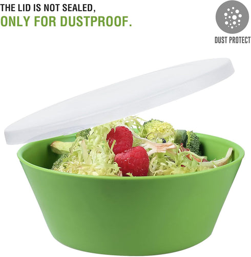 shopwithgreen Plastic Cereal Bowls Set of 6, Dust-Proof Lid, Reusable, Microwave and Dishwasher Safe, 24 OZ