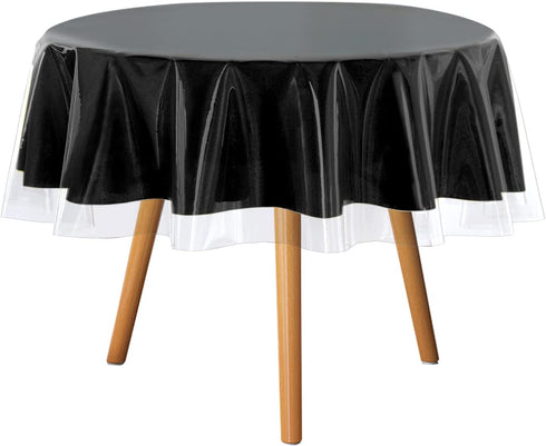 sancua Clear Plastic 100% Waterproof Round Tablecloth - 60 Inch Vinyl PVC Protector for Dining Tables, Parties & Camping