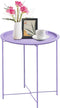 Garden 4 you End Table Metal Side Table Purple Round Folding Tray