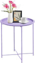 Garden 4 you End Table Metal Side Table Purple Round Folding Tray
