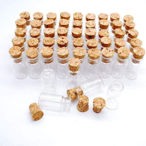 0.5ML Clear Glass Cork Bottles Vials - Mini Tiny Jars with Corks, 100 Bottles + 100 Screws