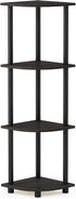 4-Tier Furinno TURN-N-TUBE Corner Shelf, Corner Bookshelf, Display Storage Shelves with Open Shelves, for Organization