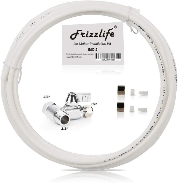 Frizzlife IMC-2 Ice Maker Fridge Water Line Installation Kit for 3/8” Braided Hose Connection