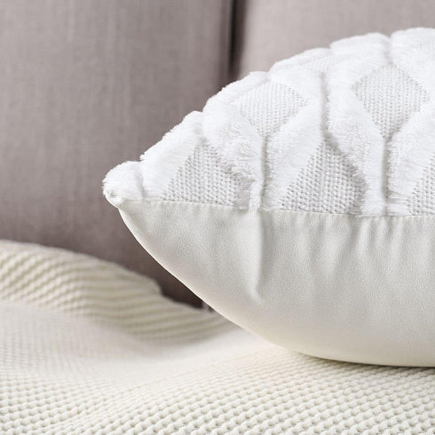 MADIZZ Set of 2 Soft Plush Short Wool Velvet Decorative Throw Pillow Covers 22x22 inch, White