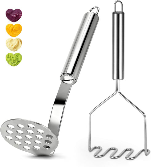 Noeixrah 2 Pcs Potato Masher for Potatoes, 9 Inches Stainless Steel Wire Mashed