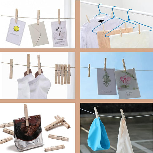 Heavy Duty Wooden Clothespins, 3.5 Inch Clothes Pins for Hanging Clothes, 100pcs Rust Resistant Clips for Craft and