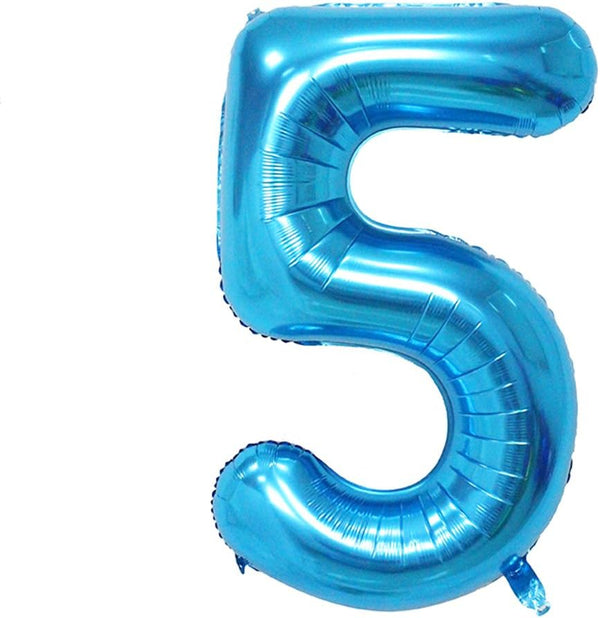 40 Inch Birthday Helium Foil Digital Balloons, Glossy Blue Number 0-9 (5)