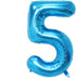 40 Inch Birthday Helium Foil Digital Balloons, Glossy Blue Number 0-9 (5)