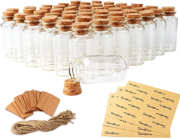 OurWarm 32PCS 40ml Small Glass Bottles with Cork Lids, Mini Jars Glass