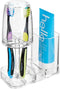mDesign Modern Plastic Bathroom Vanity Countertop Toothpaste & Toothbrush Holder Stand with