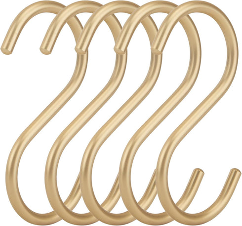 20Pcs Heavy Duty Gold S Hooks, Aluminum Alloy Universal Hooks for Bathroom, Kitchen, Cloakroom, Pots, Pans, Cups