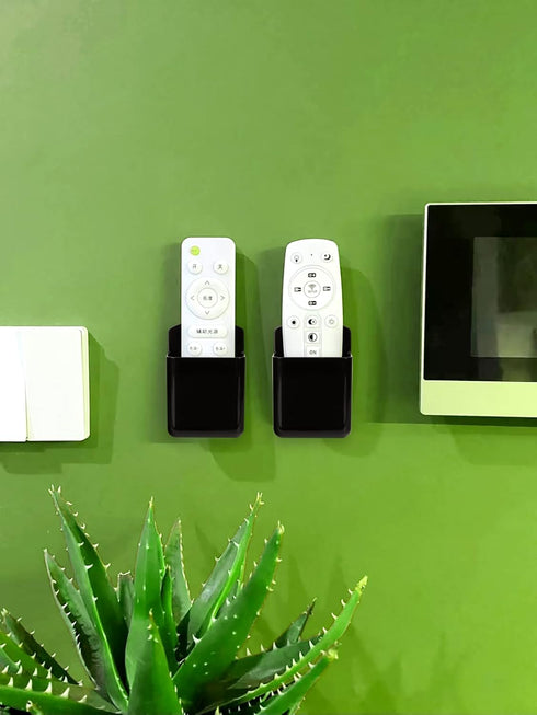 Remote Control Holder Wall Mount 6 Pack, Hole-Free Storage Box for TV, Fan, Light, Air-Conditioner, Black