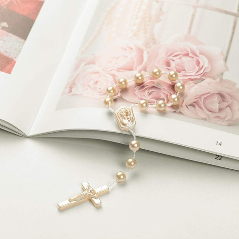 XINHUIDALSQ 50 Mini Baptism Rosary Acrylic Rosary for First Holy Communion, Baptism Party Gift, Christening Favors