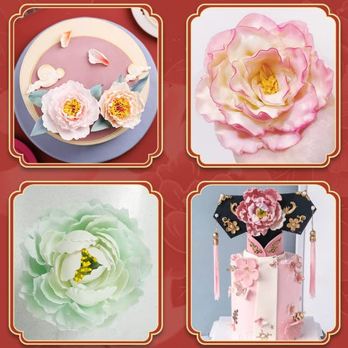 SK 5-Piece Peony Fondant Cutters Set, Sugarcraft Modeling Tools Kit for Cake Decoration (Black)