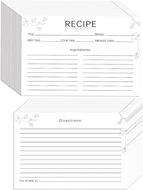 100 Count Recipe Cards, 4x6 Inch White Double-Sided Blank Cards for Weddings and Gifts