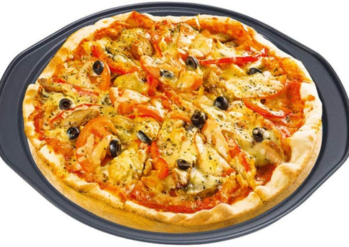 Latest 13 Inch Nonstick Carbon Steel Pizza Pan - Bakeware with Holes for Oven Baking Supplies (35x32x1.3cm)