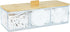 Acrylic Qtip Holder Dispenser with Wood Lid, 3 Compartment Bathroom Organizer for Cotton Swabs and Pads, Countertop
