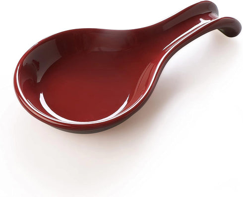 ONEMORE Ceramic Spoon Rest, Extra Wide Heat-Resistant Ladle Holder for Kitchen Counter Utensils, Large, Red