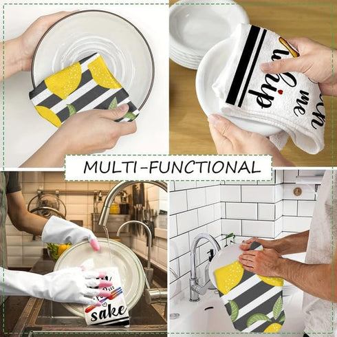 2 Pcs Kitchen Towels - Lemons Kitchen Dish Towels for Home Cleaning, Cooking, and Baking, 16 x 24 Inch
