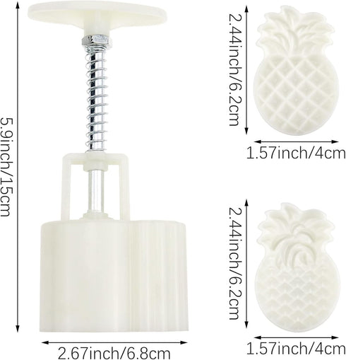 2 Set Pineapple Plastic Mooncake Mold Pineapple Lotus Stamp Hand Press Moon Cake Mould Pineapple Mooncake Cookie Cutter Bakeware Tools by Aswewamt
