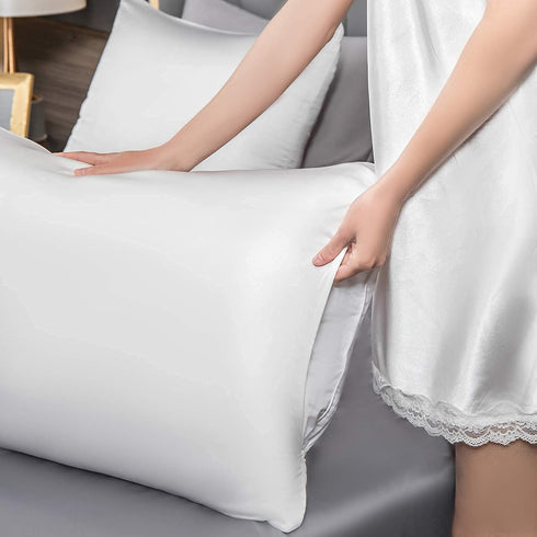Mulberry Silk Pillowcase for Hair and Skin, Standard Size Cooling Silk Pillow Case with Hidden Zipper