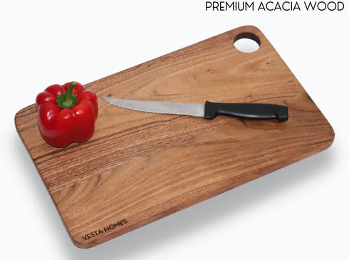 Wooden Chopping Board - Natural Acacia Cutting Board for Kitchen Vegetables, Fruits & Cheese