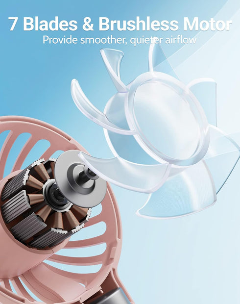 SWEETFULL Mini Portable Fan, Powerful Handheld Rechargeable Fan, 3 Speeds Personal Small Fan for Travel Makeup