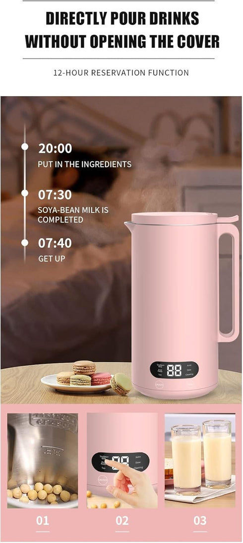 Mini Electric Soybean Milk Maker, Automatic Soy Milk Machine, Fruit Juicer, Food Blender, 110V, 350ml