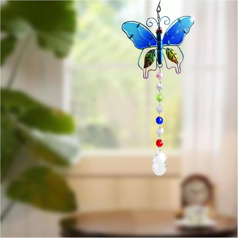Andiker Crystal Suncatchers Hanging, Stained Glass Butterfly Crystal Ball Prisms Ornament, Rainbow Maker Home Dcor