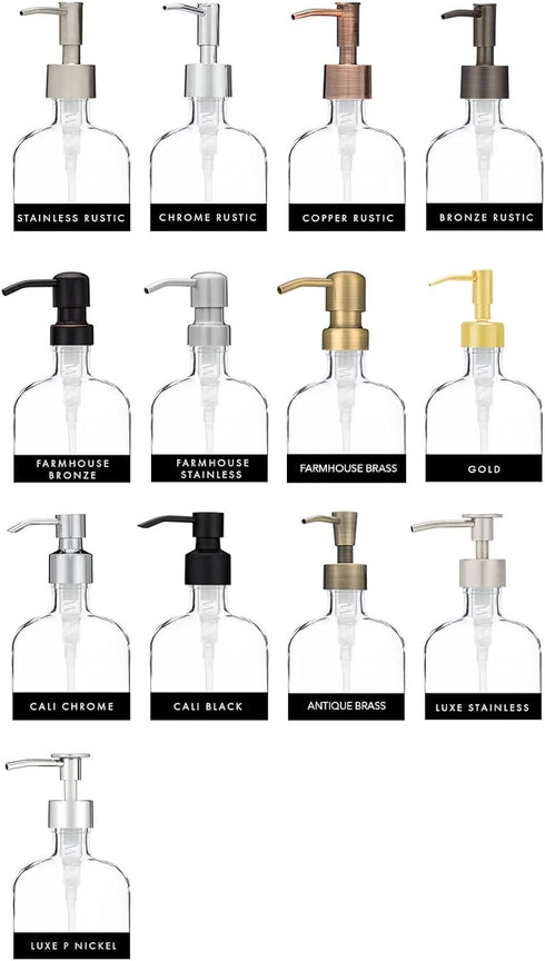 Rail19 Moon Round Recycled Glass Soap Dispenser with Metal Pump, 8.5oz, Brass
