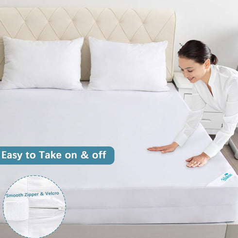 Full Size Zippered Mattress Protector, Waterproof Cover & Encasement for Box Spring, Low Profile Bed Cover