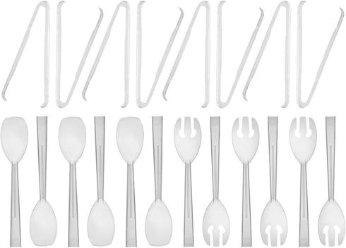 Party Essentials 20-Piece Plastic Party Buffet Serving Utensils Kit, Spoons/Forks/Tong