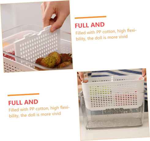1pc Double Storage Basket, Plastic Drawer Organizer Box, Clear Over The Sink Colander Strainer Basket for Refrigerator