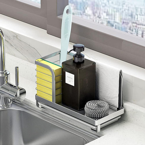 kaileyouxiangongsi Countertop Dish Soap Holder, Kitchen Sink Caddy Organizer,Sponge Holder for Sink, Stainless Steel