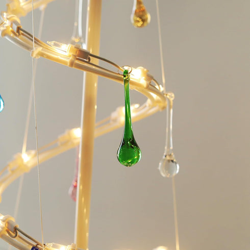 20pcs 3inch LONGWIN Crystal Teardrop Pendant Chandelier Parts Wedding Decoration Christmas Tree Decorations (Green)