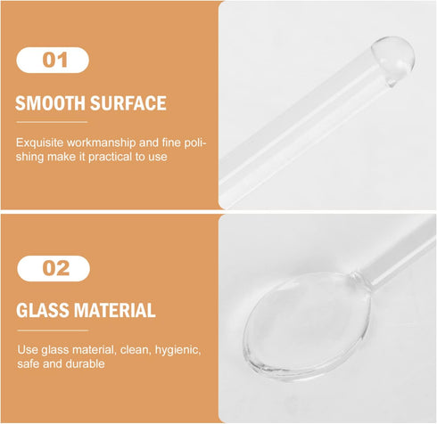 STOBAZA 6Pcs Glass Coffee & Espresso Spoons - 5.58 Inch Stirring Teaspoons for Home Bar, Clear