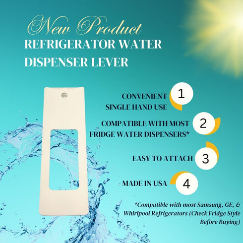 Chatelet Water Dispenser Lever for Refrigerator Interior Water Dispensers | One-Handed Water Dispensing Lever for Select Refrigerator Models | Made in USA (Screw-On, Gray)