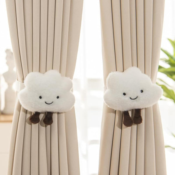 Gzcvba 2PACK Snap-Fit Cartoon Cloud Curtain Tiebacks Hook Holdbacks Cute Curtain Holdbacks Rope