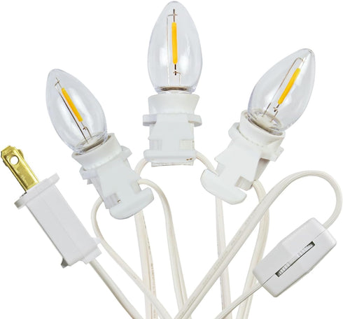 3 Base C7 String Bulbs Christmas Village Light Accessory Cord with 3