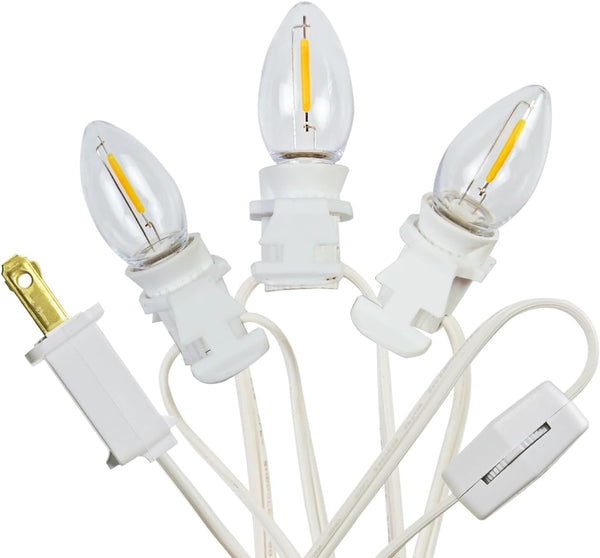 3 Base C7 String Bulbs Christmas Village Light Accessory Cord with 3