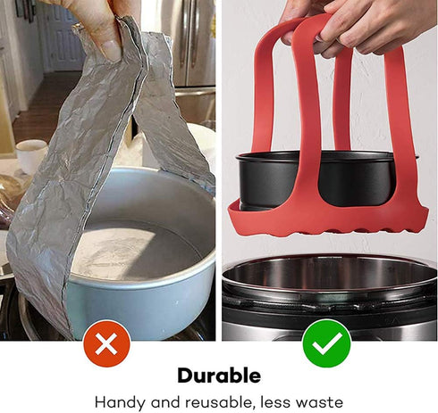 Pressure Cooker Sling, Silicone Bakeware for 6 Qt/8 Qt Instant Pot, Anti-scalding Bakeware Lifter Steamer Rack, Red