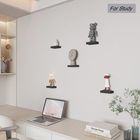 6 inch Set 3 HAO Small Floating Shelf Wall Mounted Mini Hanging Display Shelves for Living Room Bedroom Bathroom