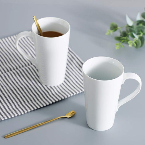 Large Coffee Mugs Set, 16 OZ Tall Coffee Cups with Handle, White Coffee Mugs Set of 4 for Coffee, Tea, Cocoa