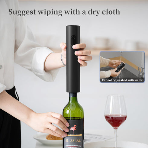 Electric Wine Opener Set, Battery Operated Corkscrew with Storage Base, Automatic Wine Opener for Home Bars (Black)