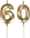 Bailym 60th Birthday Candles, Gold Number 60 Cake Topper for Birthday Decorations Party