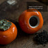 NUOBESTY Ceramics Glazed Persimmon Tea Storage Containers - Sealed Jar for Tea Coffee Spice Orange