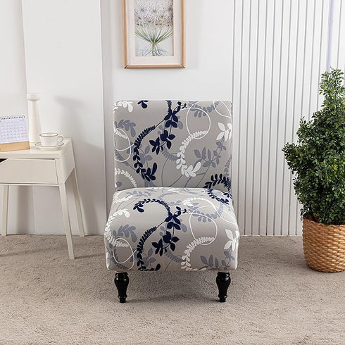 2PCS Armless Accent Chair Covers - Soft Printed Slipcovers for Slipper Chairs in Living and Dining Room