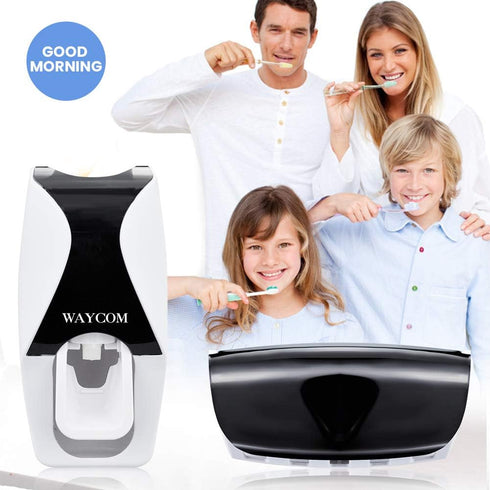 WAYCOM Dust-Proof Toothpaste Dispenser Kit (Black) with Toothpaste Squeezer